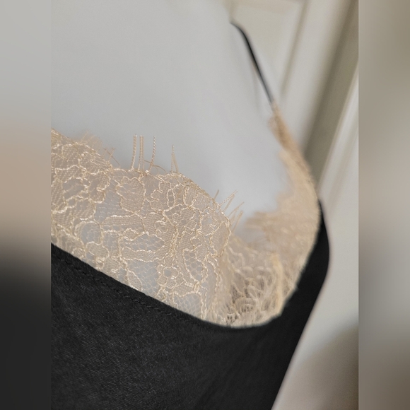 Elegant Black and Cream Lace Slip Dress - Picture 6 of 16